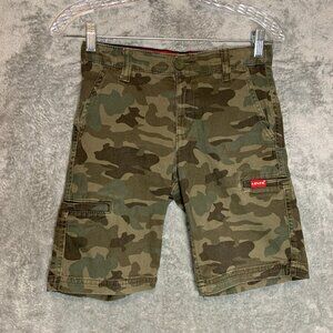 Levis Boys Youth Camo Skater Loose Cargo Flat Front Adjustable Chino Shorts 10